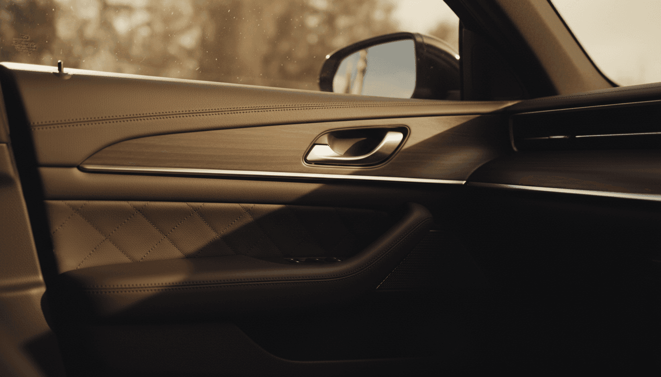 Premium car interior with warm sunlight