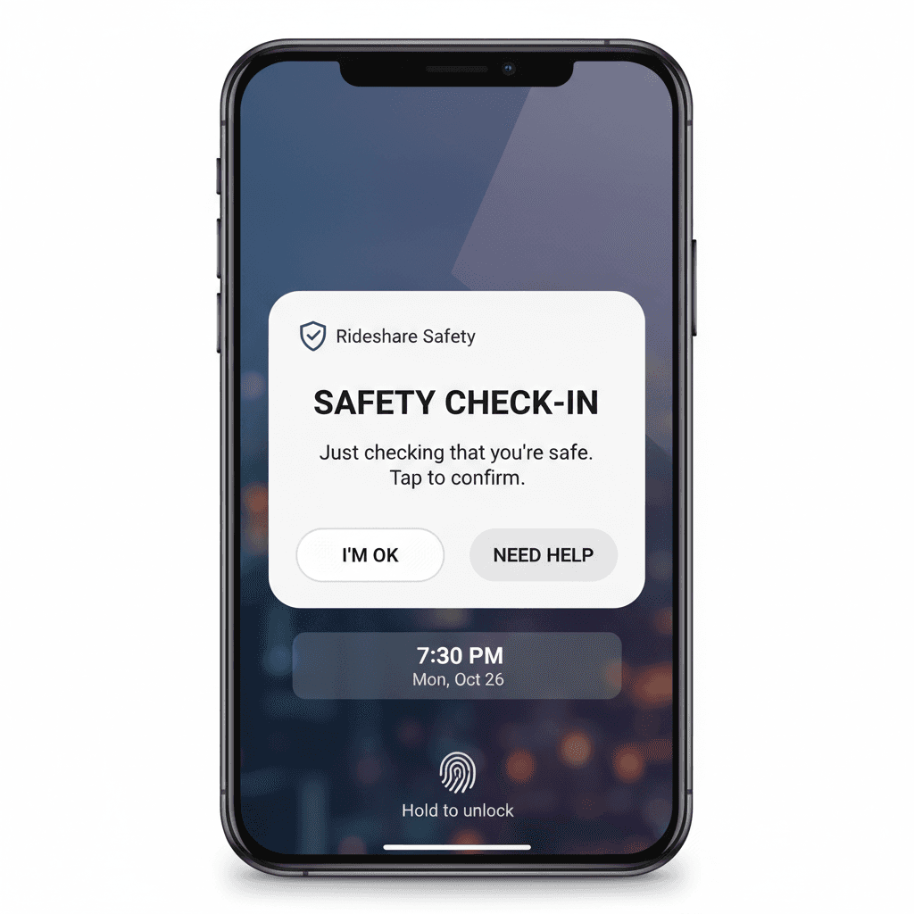 Safety check-in notification during a trip