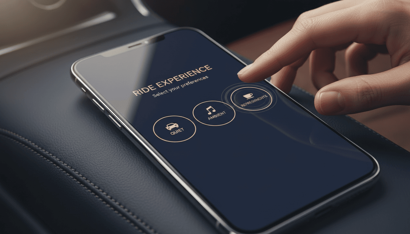 Smartphone screen showing ride preference settings