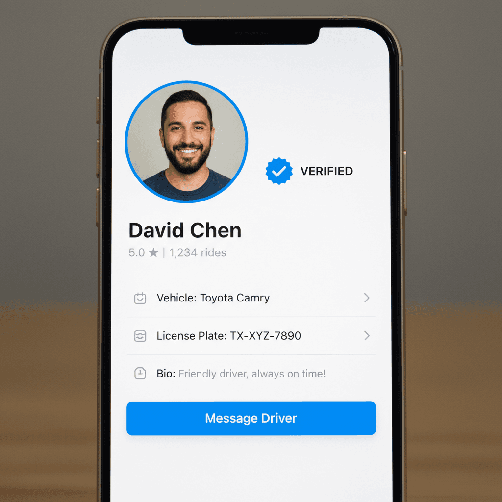 IERE Trust driver verification profile with verified badge