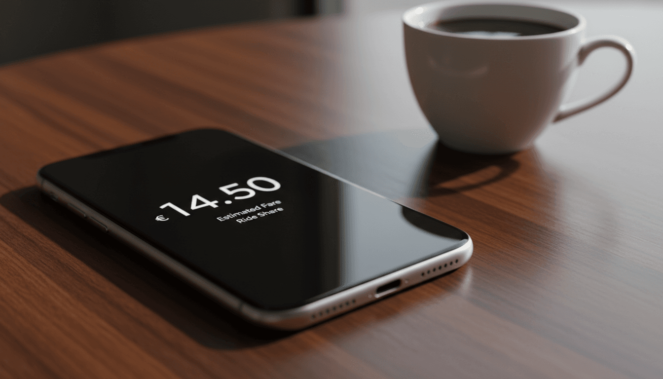 Smartphone with transparent fare estimate displayed