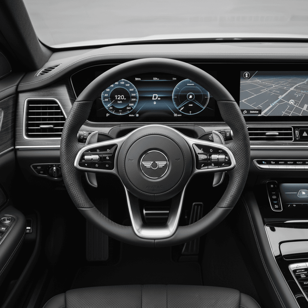 Luxurious car interior with leather seats